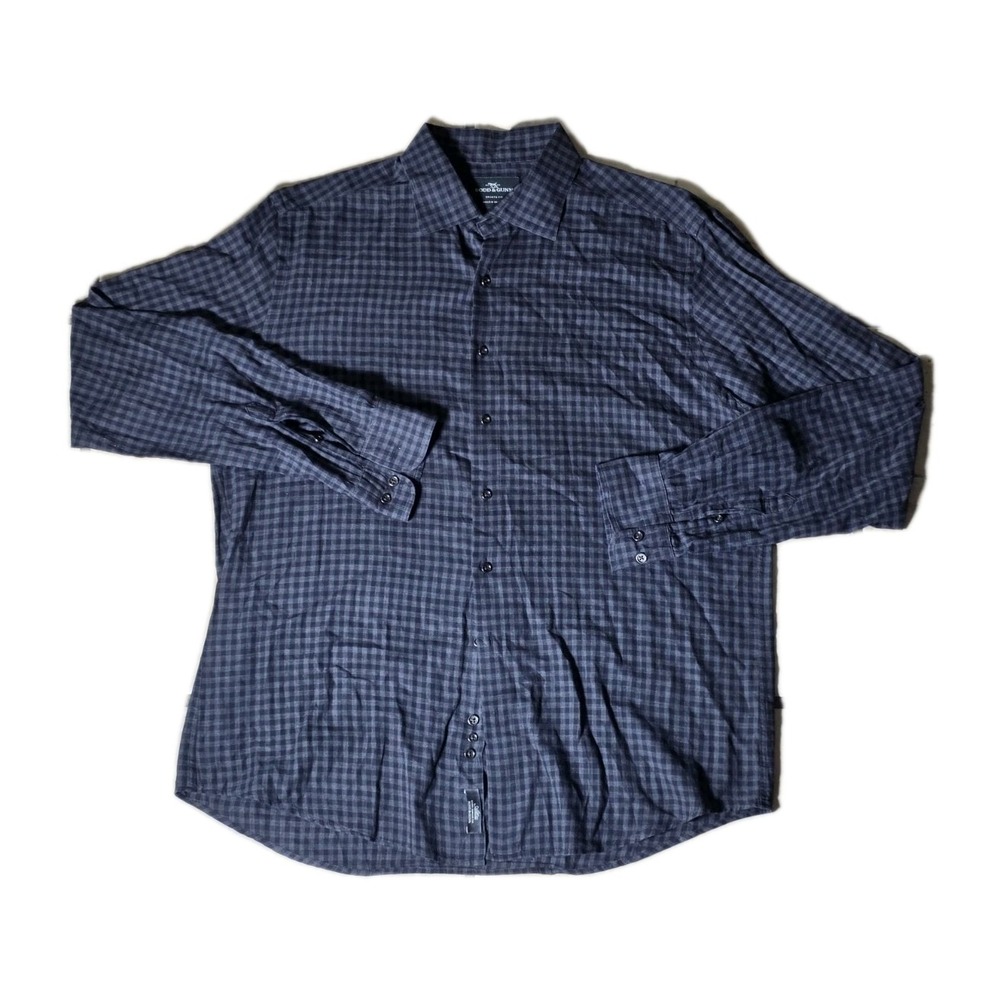 Rodd & Gunn Shirt Men's XL Deep Navy Blue Sports Fit Long Sleeve Button Logo
